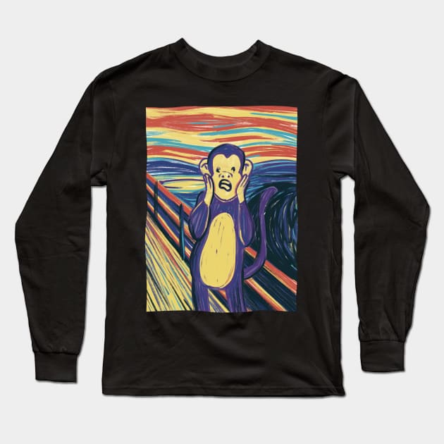 Primate Scream Expressionism Long Sleeve T-Shirt by Life2LiveDesign